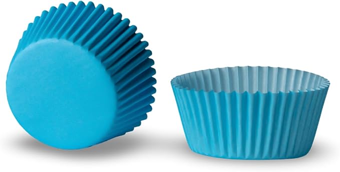 200 Paper Cupcake Liners, Muffin Liners or Baking Cups for Desserts, Muffins, Cupcakes and More Treats; Grease Proof, No Smell, Food Grade, Nut Serving Containers (Blue)