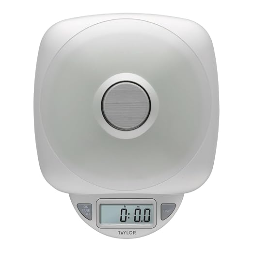 Taylor 11LB Capacity Digital Glass Top Kitchen Scale with LCD Display, Weight in Grams and Ounces for Baking, Cooking, and Meal Prep, Silver
