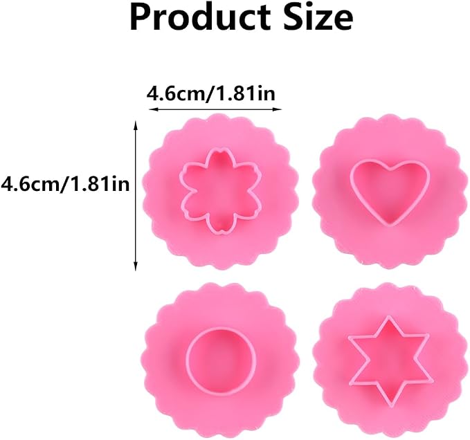 4Pcs 3D Round Cookie Cutters with Wave Edge Biscuit Cutter Star Circle Flower Heart Filled Cookie Cutters Set Plastic Cookies Cutter Small Fondant Molds Cute Cookies Stamps for Birthday Party
