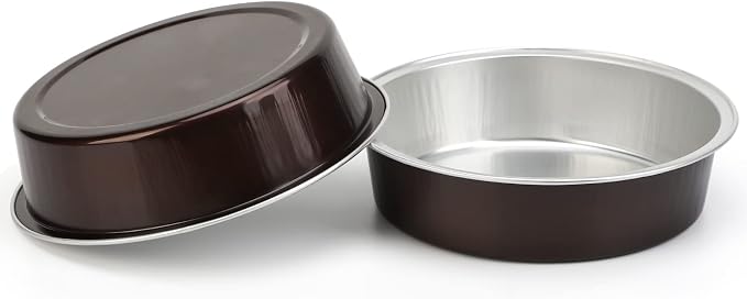 Beasea Disposable Aluminum Cupcake Pans with Lids, 100 Pack 4” 8oz Coffee Mini Baking Pie Foil Tins Small Round Tart Container for Individual Muffin Cheesecake Dessert Ramekins Quiche Oven Dishes
