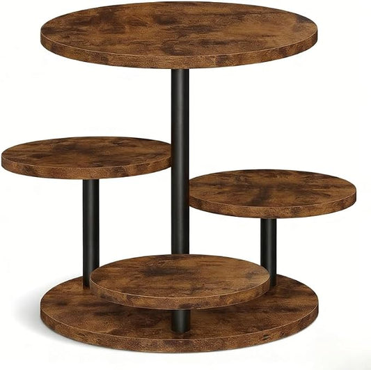 Fushiton Rustic Tiered Dessert Stand Wooden Cupcake Tower, 4-Tier Flower Shaped Cake Stand for Parties, Weddings, and Farmhouse Decor