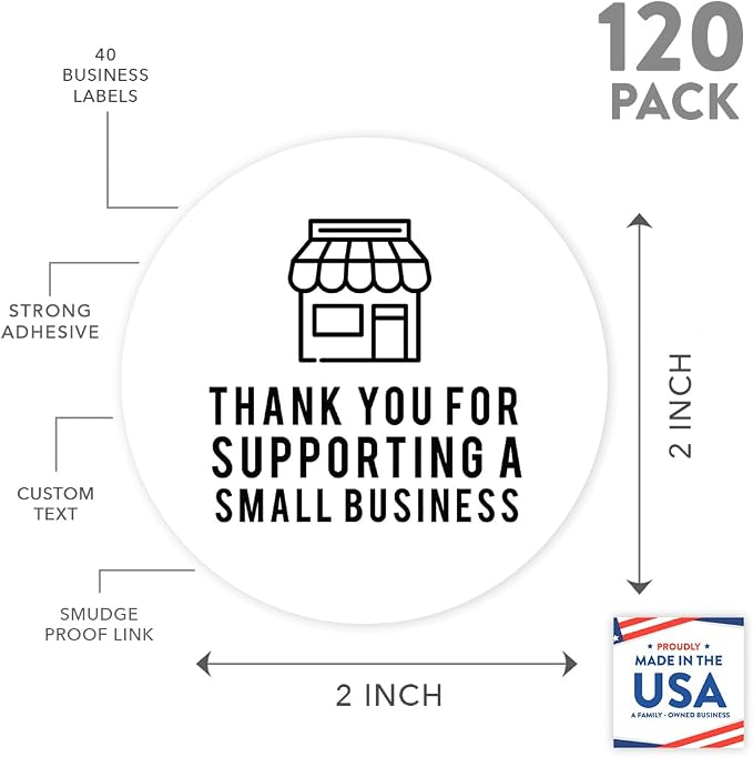 Andaz Press Round Small Business Sticker Labels, 120-Pack, Thank You for Supporting A Small Business, Packaging Stickers, Product Labels for Small Business Thank You Stickers, Company Stickers