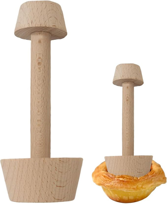 Wooden Tart Tamper,Pie Pastry Dough Tamper,Tart Pan Mold Cake Pastry Baking Tool for Tart, Cheesecakes, Pasta,Baking (Large double head)