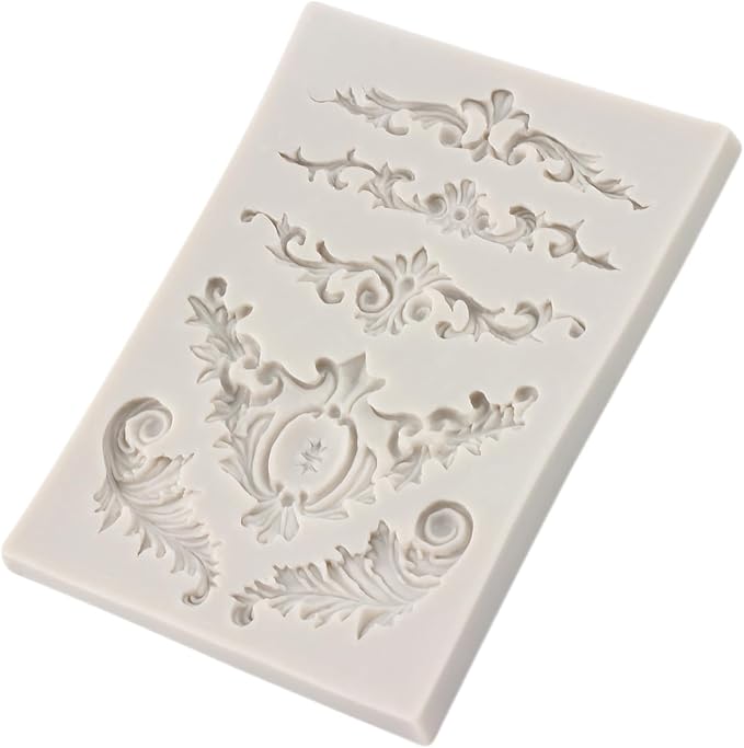 Baroque Silicone Molds Scroll Baroque Fondant Border Mold For Cake Decorating Cupcake Topper Candy Chocolate Gum Paste Polymer Clay Set Of 1