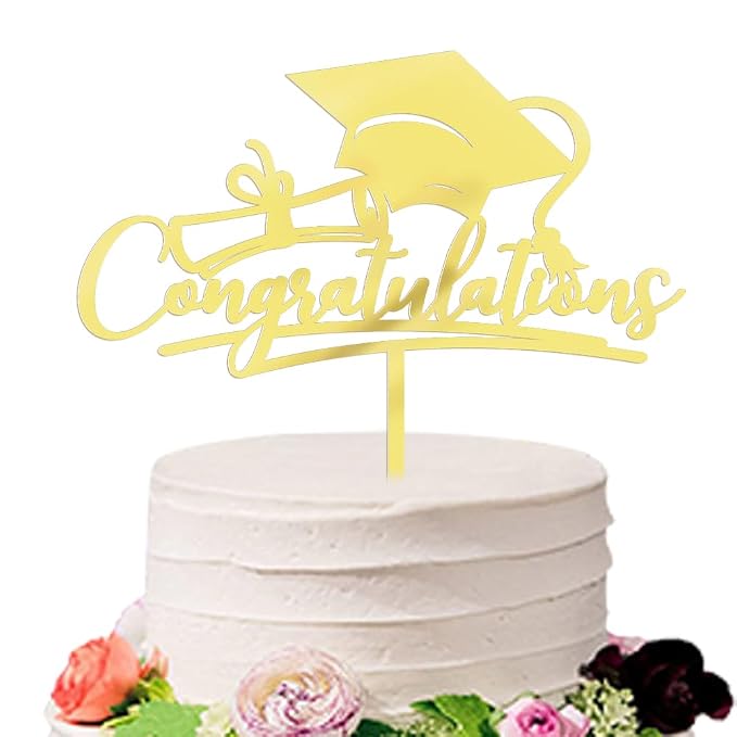 Congratulations 2026 Graduation Cake Topper,Congrats Grad Cake Decor - 2026 High School/College/Senior Graduation Party Decorations Supplies (gold Acrylic)