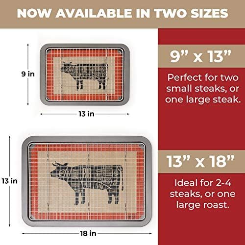 Trinity Provisions Large Meat Resting Pan - With Wire Rack and Silicone Baking Mat - Dishwasher and Oven Safe Stainless Steel, for Cooking and Cooling Steak, BBQ, Bacon, & More