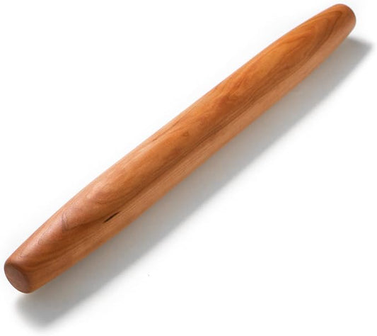 French Rolling Pin - 20” inch Tapered Rolling pin, French Style - Made in the USA with Pennsylvania Black Cherry Wood - Long Wooden Rolling Pin for Pizza, Pastry, and Pie Dough