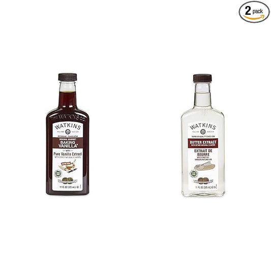 Watkins All Natural Baking Vanilla (11 oz) and Butter Extract (11 oz) Bundle