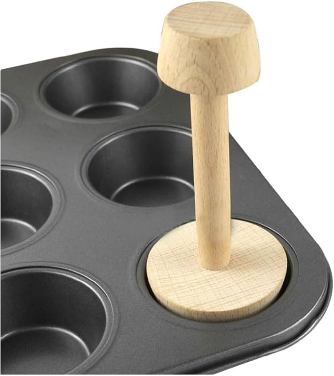 Double Sided Wooden Tart Tamper, Pastry Pusher for Pie, Quiche, Cake Baking Tools