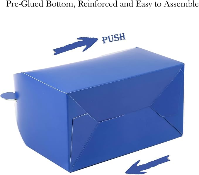 30 Pcs Dark Blue Party Favor Treat Boxes Gable Gift Box with Handles | Goodie Paper Boxes Pack Perfect for Prince Party and Baby Shower Decoration Supplies