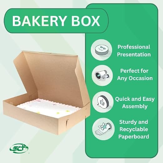 SCT Kraft One-Piece Non-Window Bakery Boxes, 19 x 14 x 4, Brown, Paper, 50/Carton