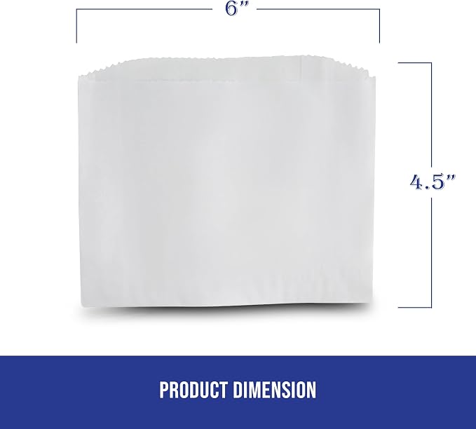 MT Products White Wax Cookie Bags 6" x 4.5" - Grease Resistant Paper Bakery Bags - Pack of 150