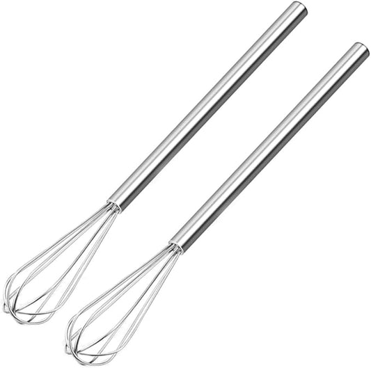 Stainless Steel Mini Whisk Set of 2, Long-Handle Small Wire Whisk, Kitchen Cookware for Cooking, Whisking, Blending, 10.4inch