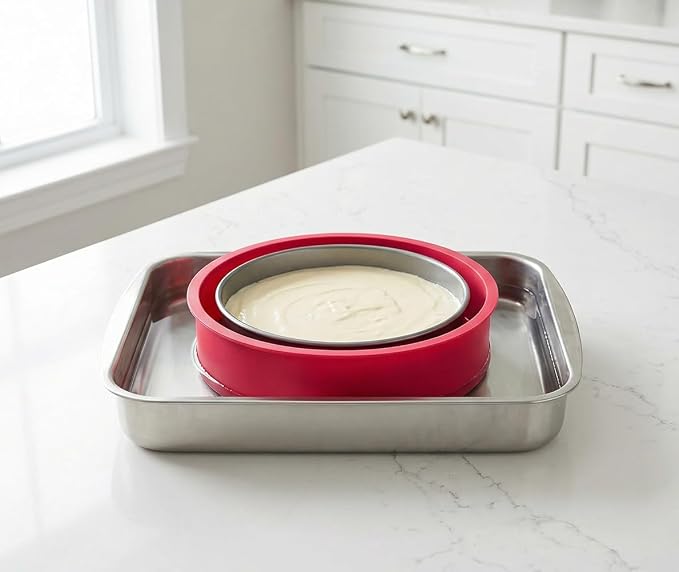 Springform Cheesecake Pan Protector for 9'',9.5'' Springform, Round Cheesecake Water Bath, Chrismtas Silicone Baking Pan Accessories, Preventing Water from Entering10 inch