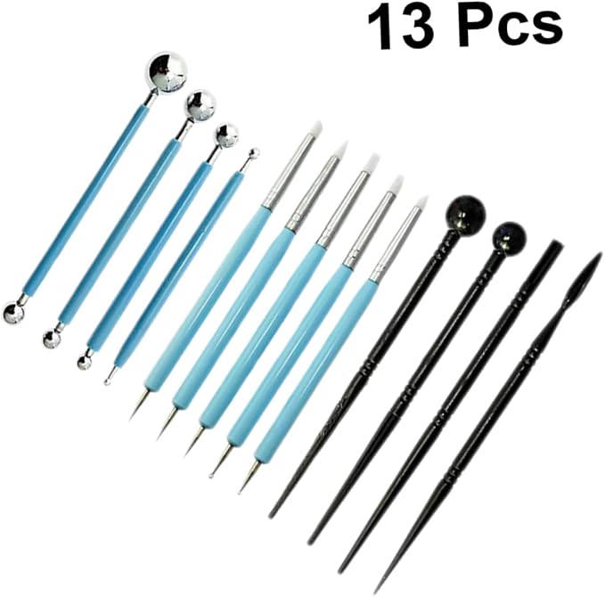 PRETYZOOM 13 Pcs Fondant Sculpting Tools Set Cake Decoration Pens for Sugar Craft Dough Engraving and Modeling Kit for Bakery Pottery and DIY Cake Decoration
