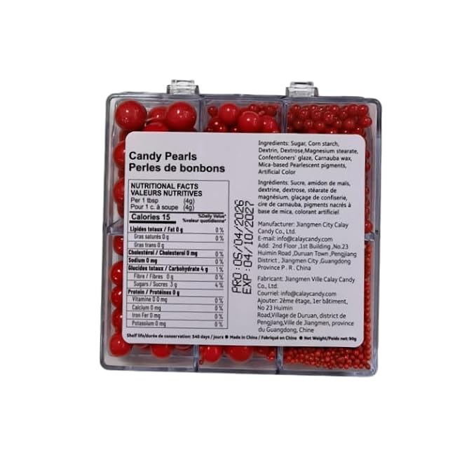HeDeon&Rles Red Pearls Sprinkles for Baking Decorating 90g/3.17oz 4 Size Mix Edible Preals for Cake Cupcake Pancake Icing Decoration Independence Christmas Halloween Supplies