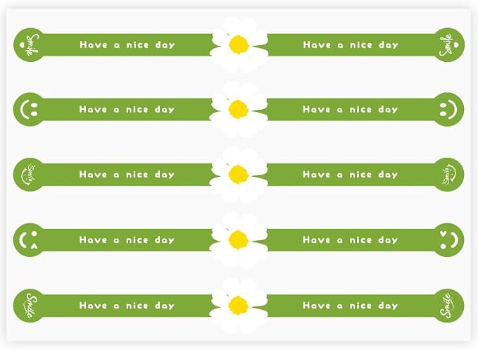 Have a Nice Day Sealing Stickers White Flower Handmade Food Bakery Stickers 150 Pcs Long Green Baking Labels