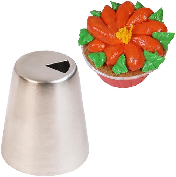 34 Pieces Stainless Steel Russian Flower Icing Tips Set,12 Special Russian Piping Nozzles,1 Cleaning Brush,1 Plastic Coupler,10 Silicone Cupcakes Mold,10 Disposable Pastry Bags for Cake Decorations