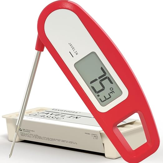 Lavatools Javelin® Digital Instant Read Meat Thermometer, Crimson | Ultra-Fast 3-Second, 2.75" Probe, Compact Foldable Design, IP65 Water Resistant, NSF Certified