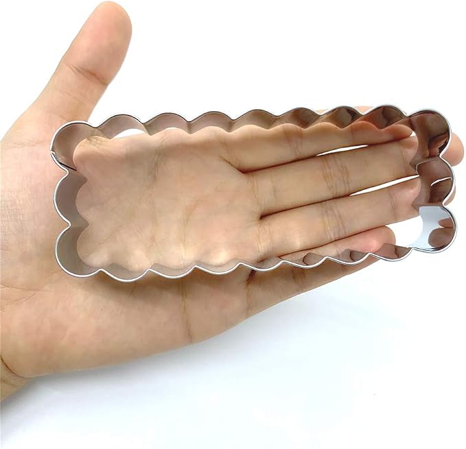 LILIAO Scalloped Edge Rectangle Cookie Cutter, 4.7 x 1.9 inch, Stainless Steel