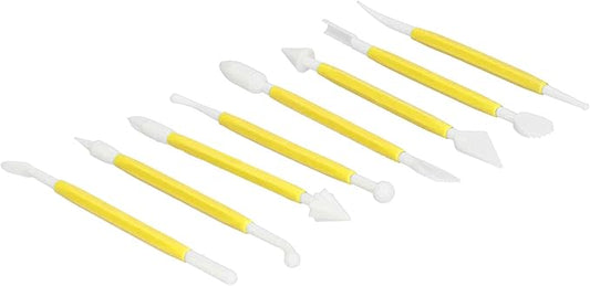 Tbest Cake Fondant Tools Set 8 Piece Yellow Decoration Kit | Pastry Filling Decoration, Modeling tools for Baking, Plastic Material, Kitchen Diy Use