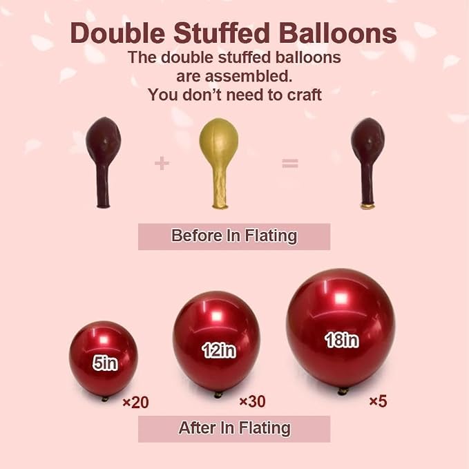 Burgundy Balloons Double Stuffed Wine Red Rose Red Balloon Arch Kit Maroon Garland Different Size For Wedding Birthday Baby Shower Anniversary Wine Party Decorations