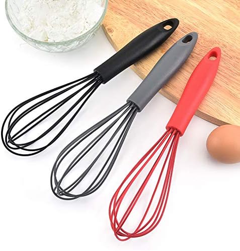 Silicone Whisk (2 Pack), Commercial Non-Scratch Balloon Wire Whisk for Cooking, Manual Egg Beater Milk Frother Coffee Whisks, for Blending, Whisking, Beating and Stirring (Grey)