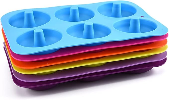 DIY 6-Cavity Cake Donut Mold Non-Stick Baking Molds Cake Pan Silicone Tray for Doughnut Cake Bread Pudding Chocolate Muffin Soap (Rose)