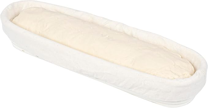 Restaurantware Bread Proofing Basket 13 Inch Long Oval Pack of 1 Rattan Dough Fermentation Basket With Cotton Liners, Oval Banneton Bread Rising Bowl For Home, Commercial, and Artisanal Baking
