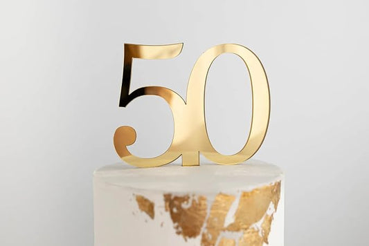 Acrylic Fifty Cake Topper,50th Birthday Cake Toppers,50th Anniversary Party Decorations Supplies,Cheers to 50 Years Birthday Party Decorations