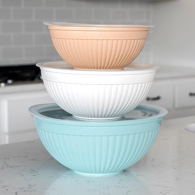 Nordic Ware Prep and Serve Mixing Bowls Set, 6-Piece, Earth-Tones