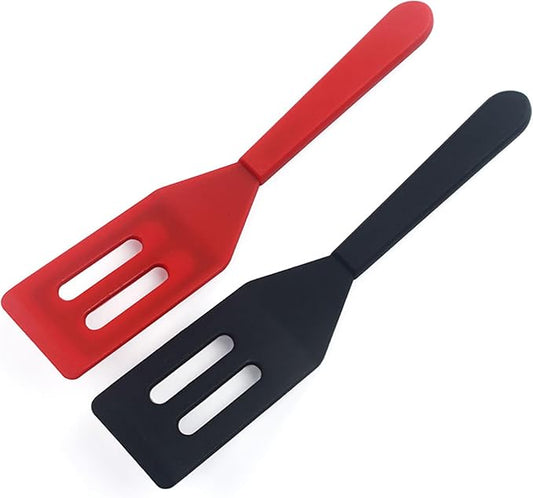 【2 Pack】Kunovo Small Spatula for Nonstick Cookware Mini Spatulas for kitchen Use,Heat-Resistant Silicone Thin Spatula Cooking Baking (Black-R)