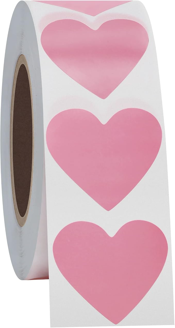 Hybsk 1000pcs 30mm Pink Heart Stickers for Party Decorations Crafting Scrapbooking (Pink)