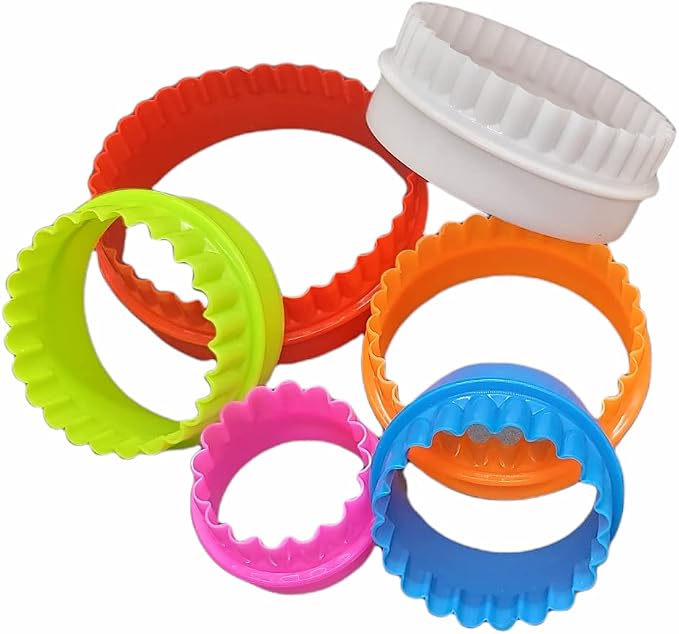 Handy Housewares 6pc Scalloped Biscuit/Cookie Dough Cutter Set, Round & Flower Edged, Dishwasher Safe, Plastic (3 Sets)