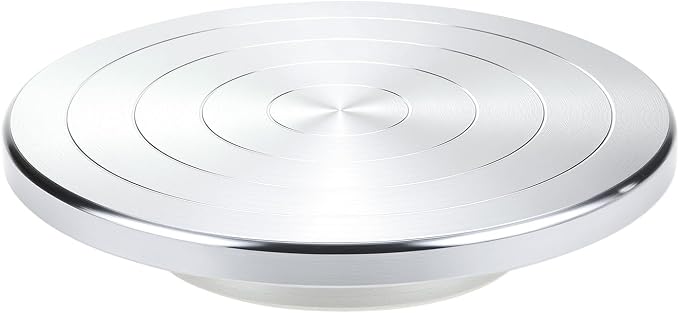 QWORK Sculpting Wheel, 8 Inch Double-Sided Aluminum Alloy Turntable with Smooth Rotation, Versatile Use for Clay Modeling, Cake Decorating, and Art Display