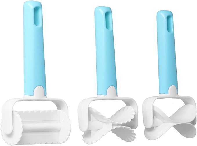 Alvinlite 3Pcs Rolling Pastry Cutter set|Round Roller Fondant Slicer|DIY Dough Cutter Roller Baking Accessory for Wonton Biscuit Cookies Dumpling Cake Making cookie cutter