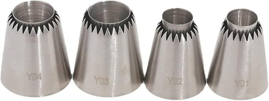 FantasyDay 4 piece Stainless Steel Piping Tips Piping Nozzles Cake Decorating Supplies Cookies Cupcake Icing Decorating Supplies Decorating Kits Frosting Icing Tips Baking Set Tools