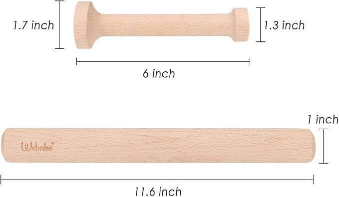 Webake Tart Tamper Wood Pastry Tart Tamper with Rolling Pin for Baking, Great Mini Cheesecake Pan Tool