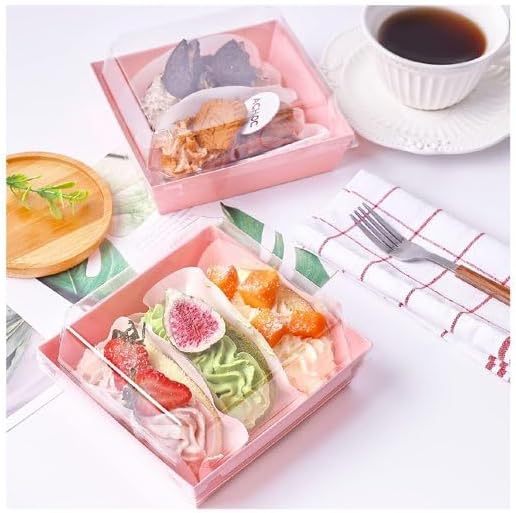Charcuterie Boxes with Clear Lids, 5.32 x 4.92 x 2.36 Inch Dessert Boxes, Square Disposable Paper Bakery Boxes to Go Food Containers for Desserts, Sandwich, Cookie, Sushi
