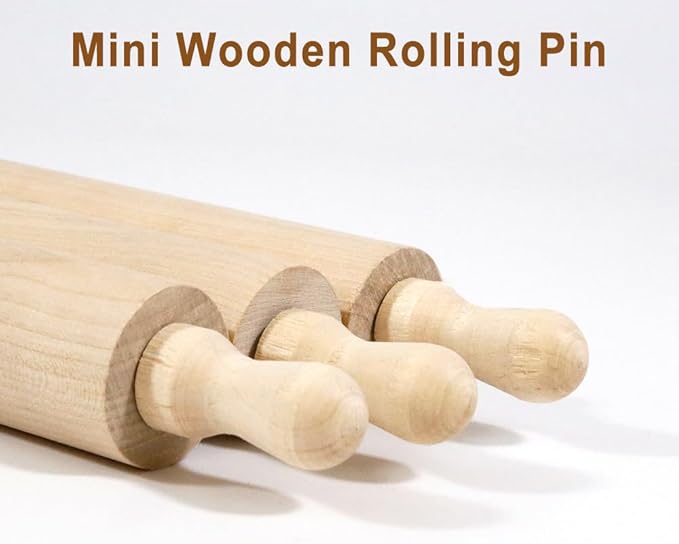 6 Pack 7 Inch Mini Unfinished Wooden Rolling Pins | Vintage Farmhouse Tiered Tray Decorations, Kitchen Ornaments, DIY Arts & Crafts Projects