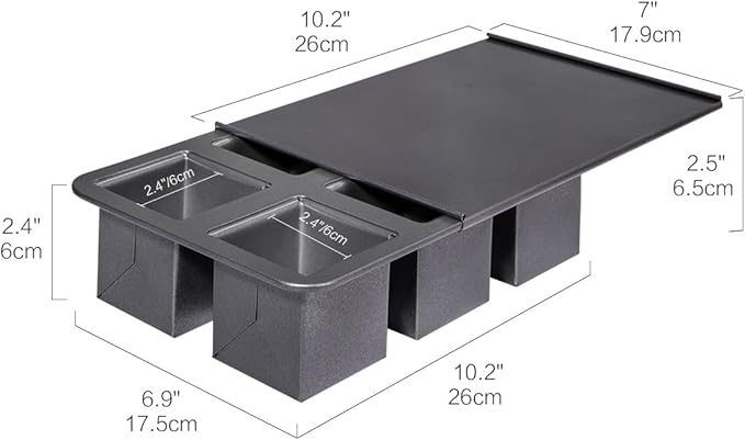 6-Cavity Mini Pullman Loaf Pan with Lid, Mini Loaf Pan 2.4 x 2.4 x 2.4 inch Square Bread Baking Mold, Nonstick Heavy Duty Carbon Steel Toast Box with Cover for Homemade Sandwich, Milk Bread, Meatloaf