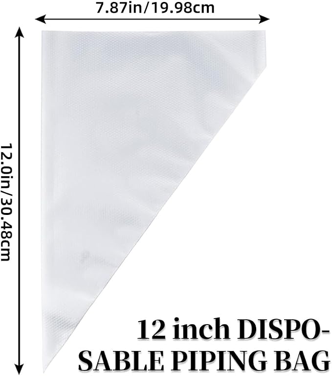 100pcs 12 Inch Disposable Piping Bags, Extra Thick Anti-Burst Pastry Bags for Cake Decorating, Non-Slip Icing Bags 12 Inch Tipless Piping Kit for Frosting, Cookies, Cupcakes & Macarons