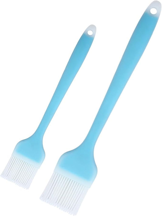 Pastry Brush Silicone Basting Brush for Cooking,2PCS 10+8 in Heat Resistant Food Brushes for Baking, Grilling, Cooking and Spreading Oil, Butter, BBQ Sauce, or Marinade (Blue)