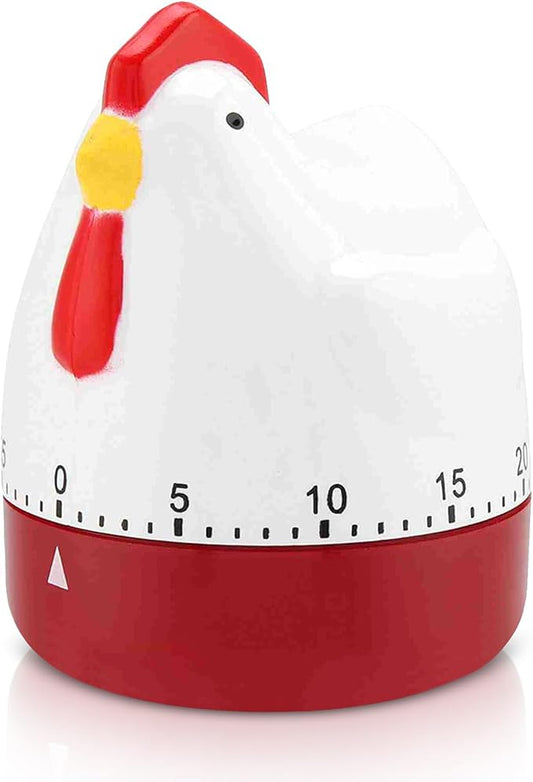 Cute Chicken Kitchen Timer, 60 Minute Wind up Timer Mechanical Chicken Egg Timer Manual Countdown Timer Rotating Time Reminder for Home Kitchen Cooking Baking, 2.5x3.2in
