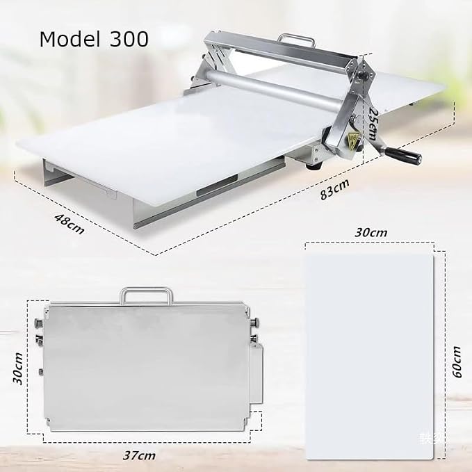 Manual Foldable Dough Sheeter Machine for Bakery, Pizza, Croissant - Stainless Steel Pastry Roller with Adjustable Thickness 0.5-17.5mm/0.5-27mm for Commercial & Home Use