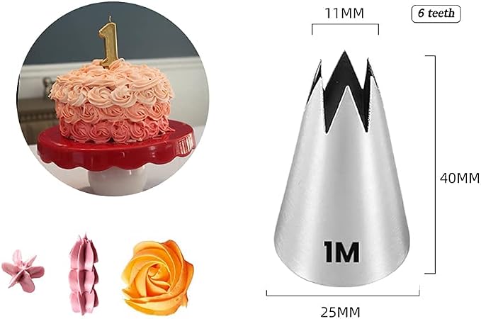 Large Icing Piping Tips, 3 Pcs, Silver, Open Star, Flower, Cake Decorating Tips Set Kit