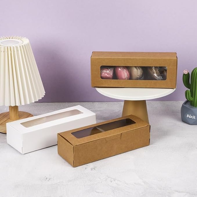 20 Pcs White Muffin Boxes,2x2x7 Small Pastry Boxes with Window,Small Bread Box,For Macaron,Cookies,Candy,Chocolate,Baked Goods Packaging Takeout Boxes