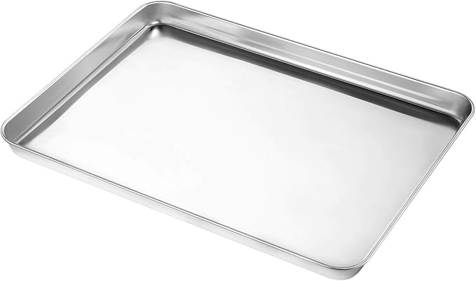 Wildone Sheet Pan Set Baking Sheet Cookie Sheet Baking Pan Toaster Oven Pans, 12 PCS Stainless Steel Baking Tray Cookie Pan, Heavy Duty & Dishwasher Safe, 9 x 6.7 x 1 Inches