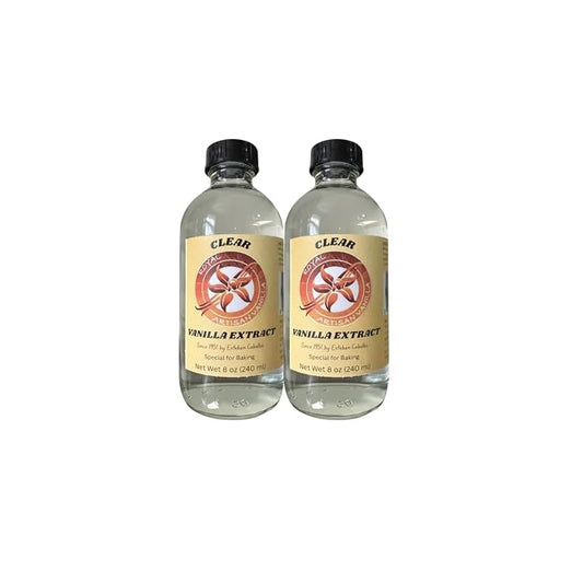 Royal Artisan Clear Vanilla Extract with Real Vanilla Bean, Organic, Colorless; Ideal for White Icings, Buttercream, Light Cakes and Beverages; Clean Flavor; 8 fl oz (240 ml) Glass Bottle – Available in 1 Pack or 2 Pack (8, 16, Fl Oz)