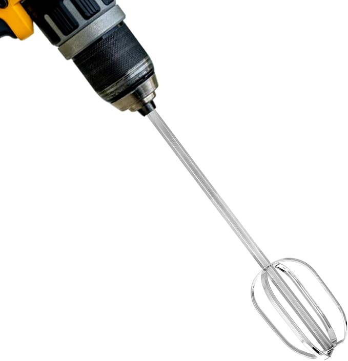 Meat Grinder & Egg Beater Drill Attachment, 304 Stainless Steel Mixer Tool for Standard Electric Drills for Ground Meat Patties Dough Cream & Batters (Silver)
